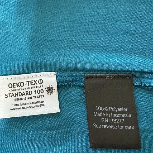 Simply Vera VeraWang, turquoise polyester short sleeved shirt, Size L - Picture 11 of 12